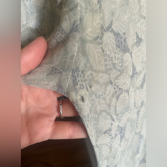 Vintage Sheer Maxi Dress Cottage Floral Green Small Sundress Short Sleeve - Picture 6 of 12